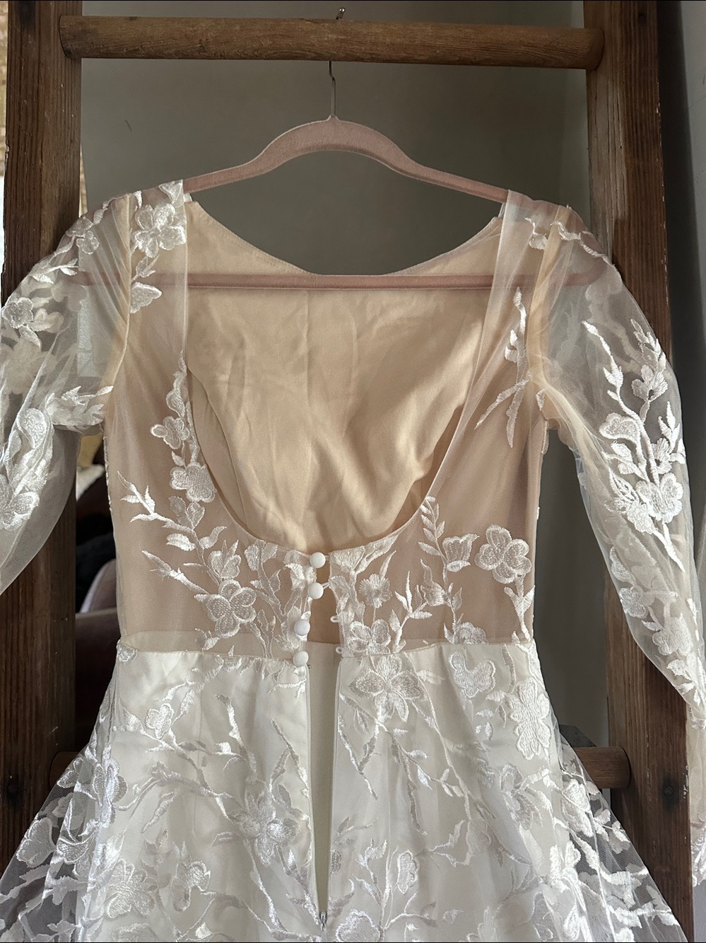 MISSACC PANT SUIT WEDDING WALK THROUGH LACE WITH TRAIN WEDDING LONG SLEEVE 4* - Picture 7 of 11